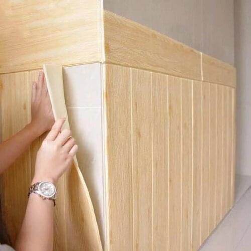 3D Wood Grain Wall Stickers Decor Foam Waterproof Wall Covering Wallpaper For Kids Living Room DIY Background Wallpaper