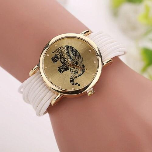 New Fashion 2020 Women Bracelet Watches Elephant Leather Woven Ropes Casual Wristwatch Womens Clock LXH