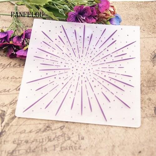 NEW Easter The fireworks ray Embossing folders Plastic For Scrapbooking DIY Template Fondant Cake Photo Album Card Making