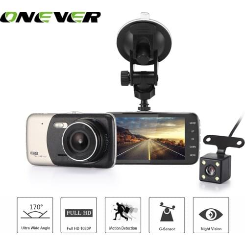 Onever 1080P FHD Car DVR 4.0 inch Dash Camera Dual Lens HD Video Recorder G-sensor Parking Dash Vehicle Camera 170 Degree