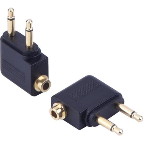 50PCS/lot Airplane Airline Flight Adapter for Earphone Headphone Gold Plated 3.5mm Jack Headset Converter Adapter Wholesale
