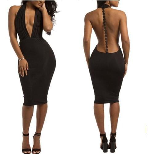 Sexy dew behind the back lanyard deep V nightclub Dress Formal Gown Christmas New Year Party Dress Vestidos De Festa Ropa Mujer