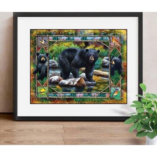 Full Square Diamond Painting Bear Rhinestone Mosaic Animal 5D DIY Diamond Embroidery Cross Stitch Resin Home Decor