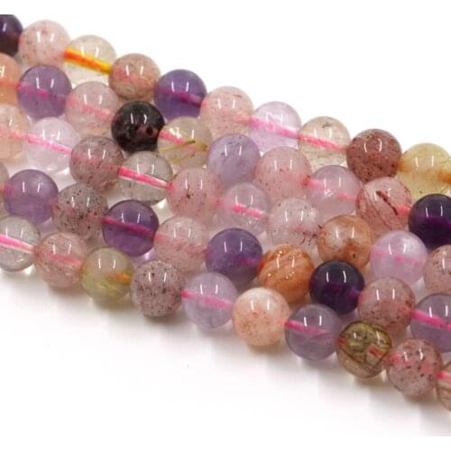 Full strand Natural Melody Crystal Beads,Super Seven Crystal beads,Natural purple hair crystal,Healing Quartz Stone beads