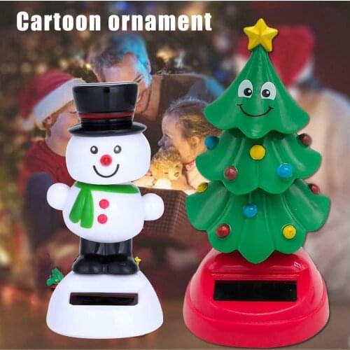 Solar Powered Dancing Ornaments Christmas Tree Snowman Santa Claus Elk Swinging Animated Dancer Toy Gift Car Decor M861