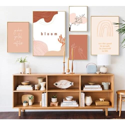 Hand Line Drawing Art Posters Painting Abstract Rainbow Flower Canvas Print Life Quotes Poster Gallery Wall Pictures Home Decor