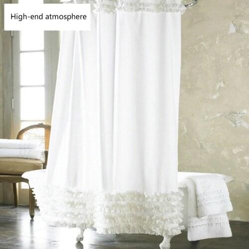 New to the home decoration bathroom shower curtain waterproof waterproof solid wood polyester fabric lace shower curtain elegant