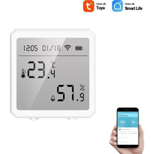 Tuya APP WiFi Smart Temperature Humidity Sensor Detector Alarm Work With Alexa