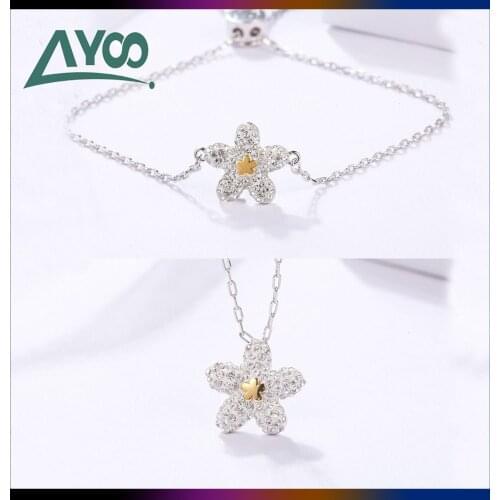 SWA Fashion Jewelry Original 1:1 Charm Flower Series Small Fresh and Cute Simple Earring Necklace Bracelet Set Romantic Gift