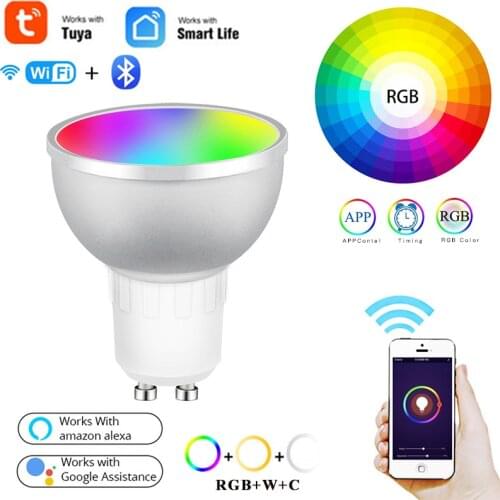 5W RGBCW Tuya WiFi+Bluetooth Gu10 Smart LED Night Light Lamp Bulb APP Smart Life Voice Control With Alexa Echo Plus Google Home