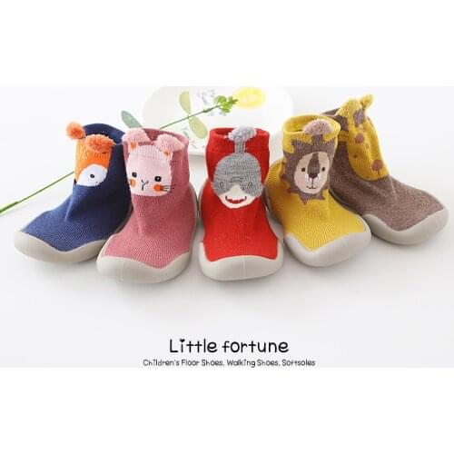 Toddler Baby Knitted Leopard Floor Socks Shoes with Rubber Soles Infant Anti-slip Indoor Socks Newborn Spring Summer Autumn