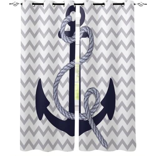 Ship Anchor Rope Ripple Blackout Curtains For Living Room Window Curtains For Bedroom Kitchen Curtains Drapes Blinds