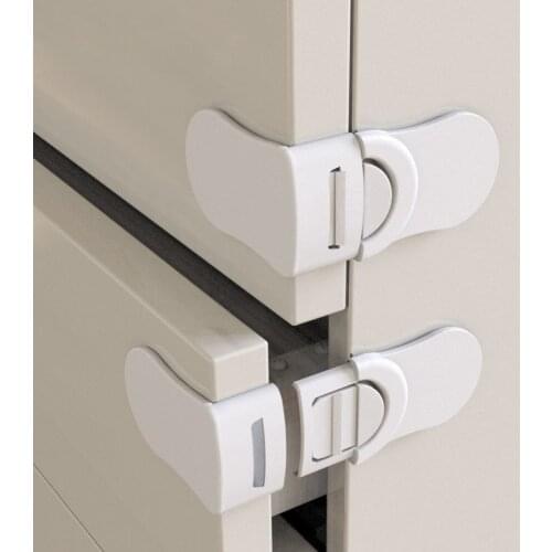 Baby Safety Drawer Lock Anti-Pinching Hand Cabinet Drawer Locks Plastic White Safety Buckle for Children Kids Protection