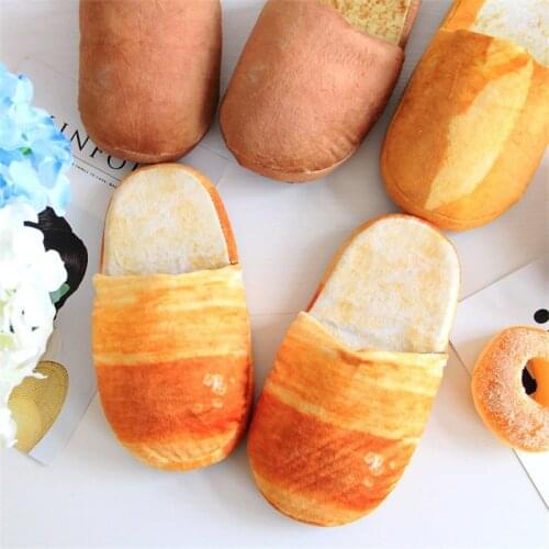 Women Indoor Slippers Winter 3D Bread Lovers Adult Slippers Floor Home Shoes Bedroom Warm Soft Slides Unisex Funny Gift SH09104