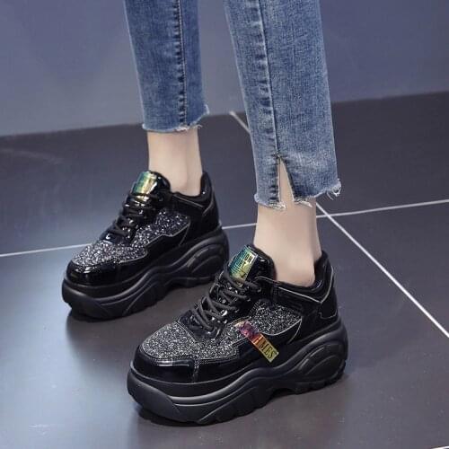 2020 NEW Women Chunky Sneakers Platform Autumn Shoes Sequined Casual Bling Female White Dames Dad Shoe Zapatillas Mujer