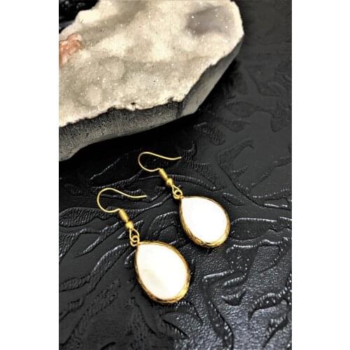 Dr Stone Natural Stone Pearl Stone handmade gold plated Women Earrings DKRB33