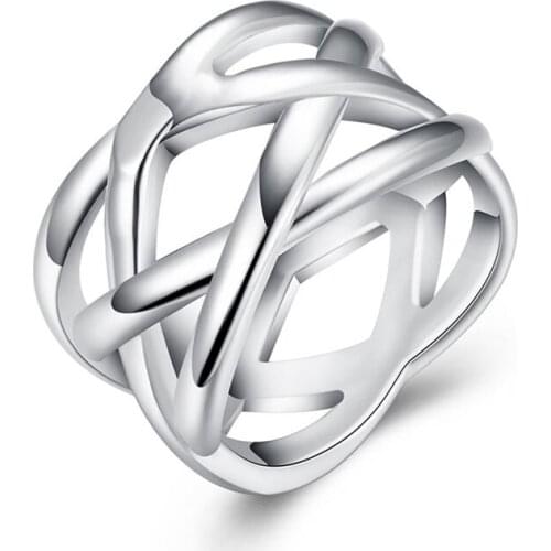 BABYLLNT 925 Silver Cross Intertwined Ring For Women Wedding Engagement Party Fashion Charm Jewelry Gift