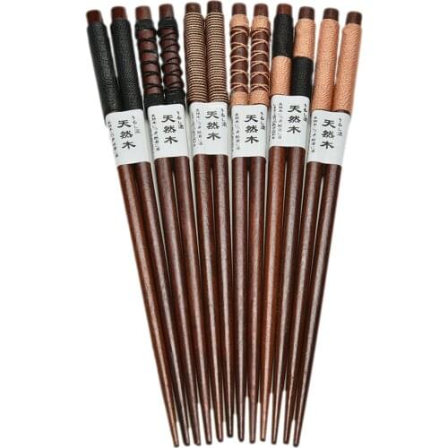 1 Pair Durable Theaceae Chopsticks 6 Styles Japanese Natural Wood Chopsticks Value Pack Cooking Tableware