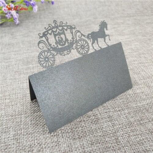 10Pcs/lot Carriage Shape Seat Cards Laser Cut Wedding Decoration Place Name Cards Wedding Name Card Party Supplies 5Z-SH868