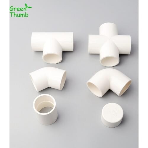 15pcs Inner Dia 40 mm PVC Hose End Cap Straight 3/4 Ways Connector 45/90 Degree Elbow Equal Connector Water Supply For Garden