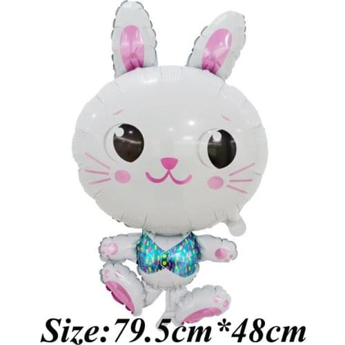 2pcs Cartoon Rabbit Balloons Helium Foil White Grey Easter Bunny Globos Happy Kid Birthday Party Decorations Girl Boy Baby Show