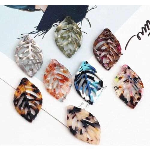 20pcs/lot color acetic acid material decoration handmade leaves shape pendant diy earrings/garment charms accessory
