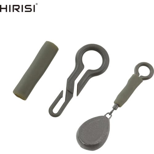 25 x Hirisi Carp Fishing Rubber Back Lead Clips with Sleeve Safety Carp Fishing Accessories