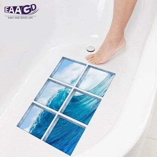 6Pcs/Set Waves Bath Treads Sticker Safety Non Slip Bath Tub Tattoos Tub Stickers Tub Decals Tub Appliques