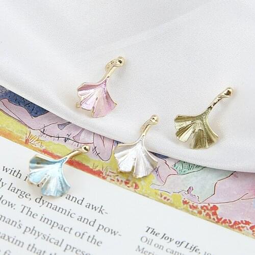 Free Shipping 40pcs/Lot Glitter Enamel Alloy Ginkgo leaves Shape DIY Jewelry Charms Oil Drop Bracelet Earring Necklace Pendants