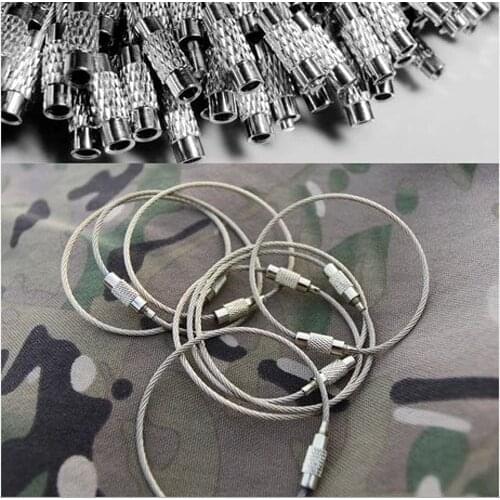 10Pcs/Lot Stainless Steel Wire Keychain Wire Rope Key Chain Carabiner Cable Key Ring Keyring for Outdoor Hiking