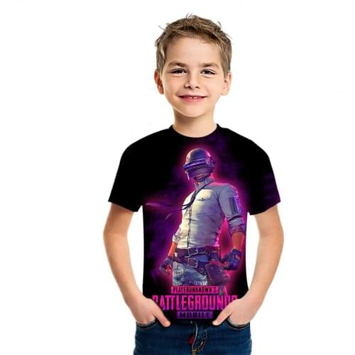 Pubg Games Childrens T-Shirt 2021 Summer Korean Style Pure Cotton Fried Street Top 3D Printing Tropical Versatile T-Shirt