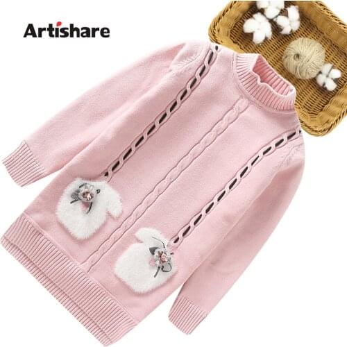 Kids Knitted Dresses For Girls Solid Sweater Dress For Kids Girl Autumn Children Dress Casual Childrens Costumes For Girls