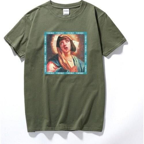 Virgin Mary Mens T-Shirts Funny Printed Short Sleeve Tshirts Summer Hip Hop Casual Cotton Tops Tees Streetwear camiseta
