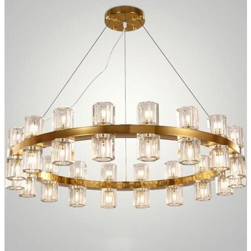 Villa American Living Room K9 Chandelier Crystal Led Round Light Shade Chandelier Light G4 Rod Suspend lighting fixture