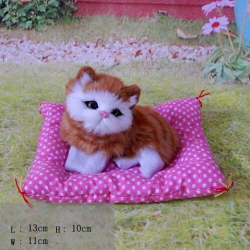 Children Lovely Simulation Plush Toy A Barking Kitten.Faux Fur Material Contain One Sounder And Two Button Batteries 13*11*10 CM