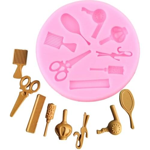 Sophronia M216 Hairdressing tool, Makeup Mirror, Comb, Hair Dryer Silicone Mold,Sugar Mold, Chocolate Mold, Cake Decoration Tool