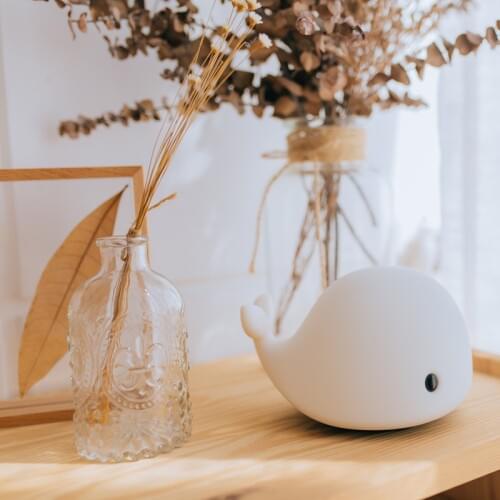 Cute Dolphin Silicone LED Night Light USB Rechargeable Color Change Children Baby Bedroom Night Lamp Bedside Light Kid Xmas Gift