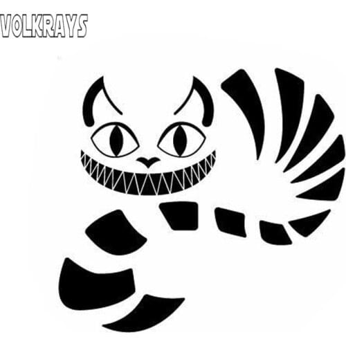 Volkrays Fashion Car Sticker Alice In Wonderland Cheshire Cat Accessories Reflective Waterproof Sunscreen Vinyl Decal,14cm*15cm