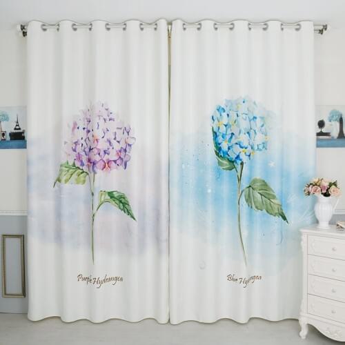 Custom Made 2pc Grommet Window Draperies Curtain Nursery Kids Children Room Window Dressing 200 x 260cm Blue Purple Floral