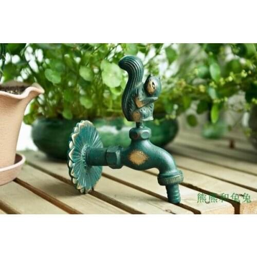 NEW !! HOT SALE!!!European / Garden / animal / Antique / lovely / washing machine tap green squirrel FREE SHIPPING
