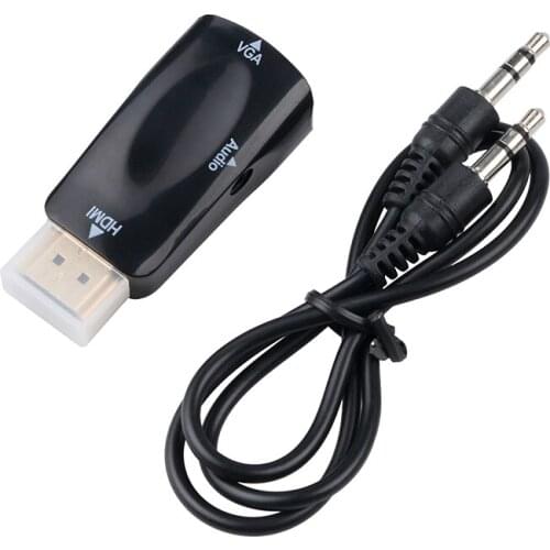 New Male to Female Converter Adapter For PC Laptop Tablet HDMI-compatible to VGA Support 1080P HDTV Adapter With Audio Cable