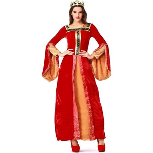Halloween New Style Adult Female European Aristocratic Palace Queen Princess Long Dress Ball Performance Costume