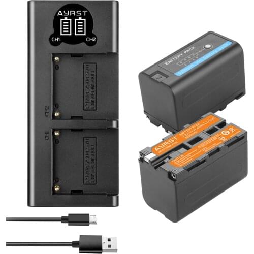 NP F750 NP F770 NP-F750 5200mAh with LED Indicator Battery + LED USB Charger for Sony NP F970 F960 F550 F570 QM91D CCD-RV100