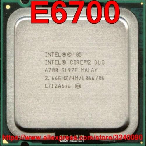 Original Intel CPU Core 2 Duo E6700 Processor 2.66GHz/4M/1066MHz Dual-Core Socket 775 free shipping speedy ship out