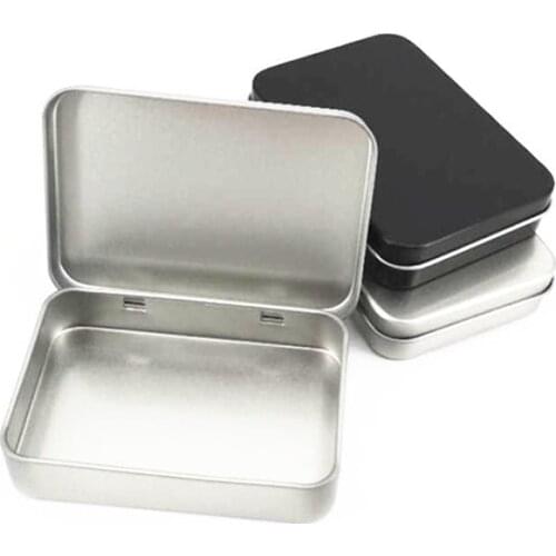 1pcs Metal Tin Silver Black Flip Storage Box Tool Box Money Coin Candy Key Business Card Storage Box