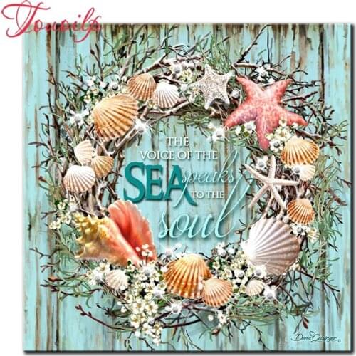 Full Square/Round drill DIY diamond Painting Cross Stitch Coastal Shell wreath Diamond Embroidery Mosaic Rhinestone home Decor