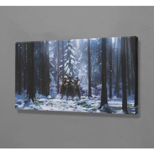 Inosuke Zenitsu Kimetsu No Yaiba Kamado Tanjirou Poster Framed Wooden Frame Canvas Wall Art Decoration Prints Decor Painting