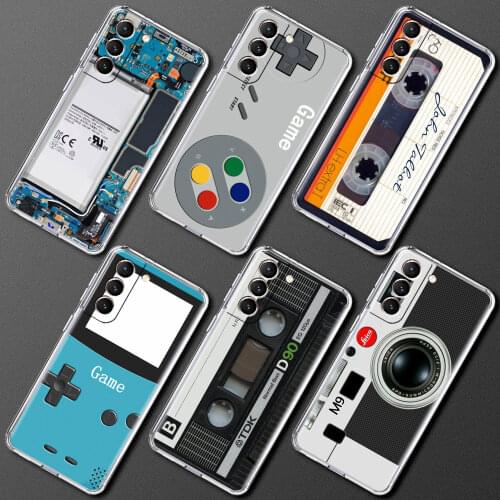Transparent Phone Case For Samsung Galaxy S20 FE S21 Ultra S10 Plus S10e S9 S8 S7 Soft Silicone Cover Retro Camera Circuit Board