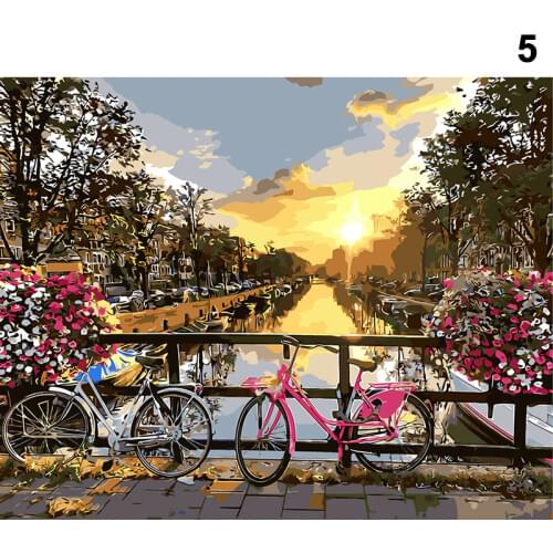 Painting By Numbers Scenery DIY Oil Coloring By Numbers Street Landscape Canvas Paint Art Pictures Home Decor JS22