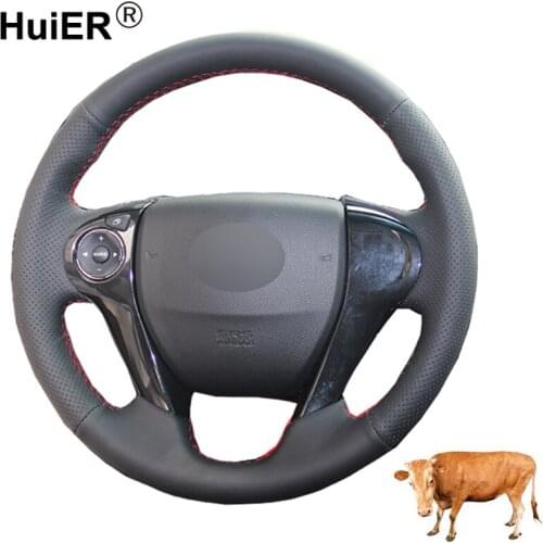 Hand Sewing Car Steering Wheel Cover Volant Top Cow Leather For Honda Accord 9 2013 2014 2015 2016 2017 Crosstour 2013 2014 2015